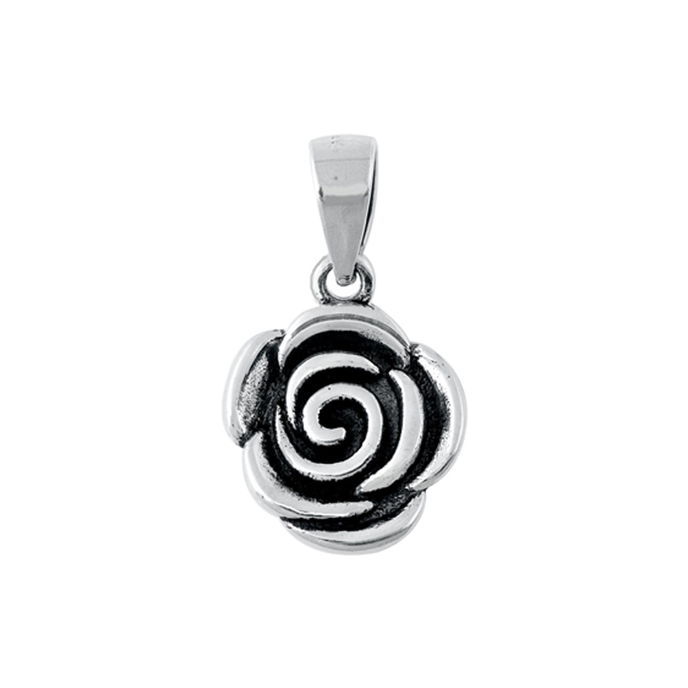 Small Rose Bud Pendant in Sterling Silver