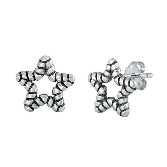 Rope Design Star Stud Earrings in Sterling Silver