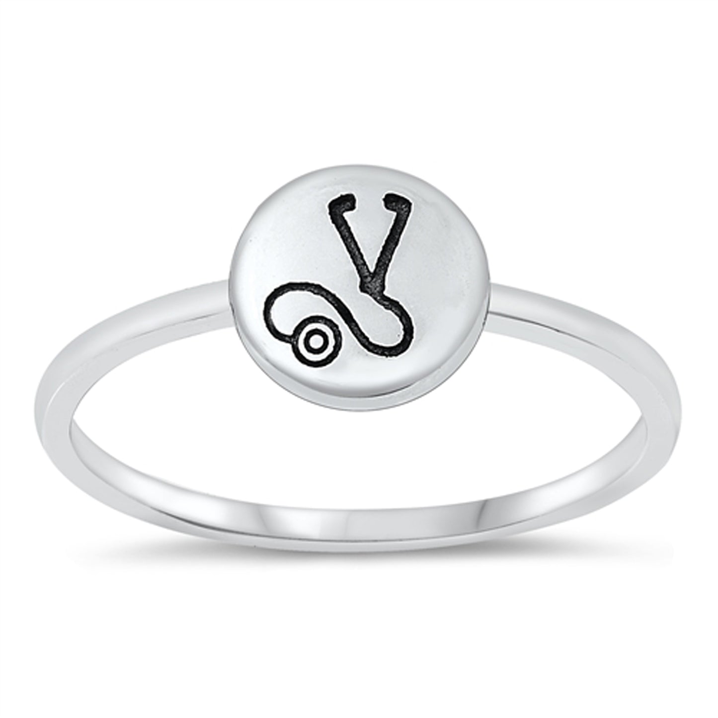 Medical Nurse's Stethoscope Ring in Sterling Silver