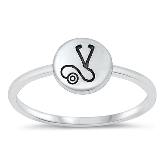 Medical Nurse's Stethoscope Ring in Sterling Silver