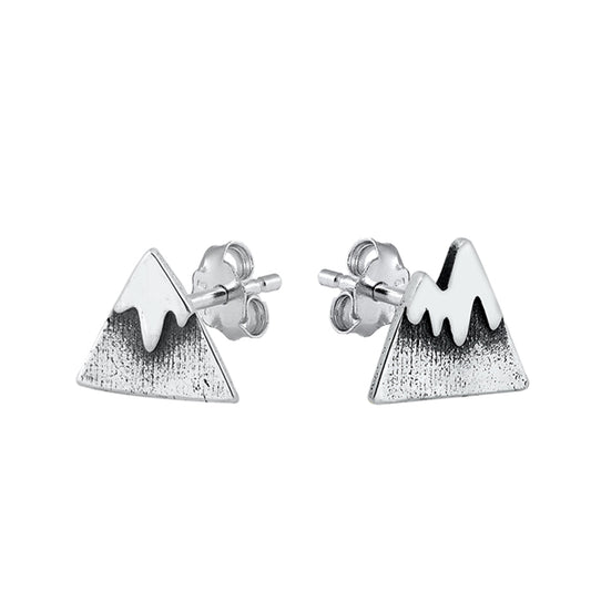 Antique Mountain Stud Earrings in Sterling Silver