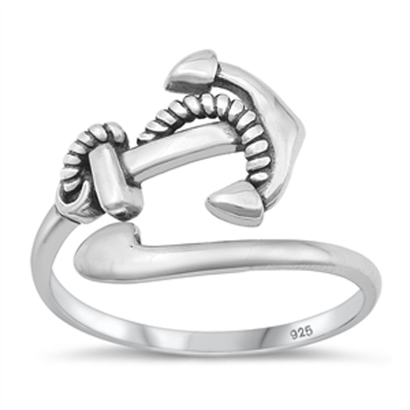 Faith Anchor Hugger Ring in Sterling Silver