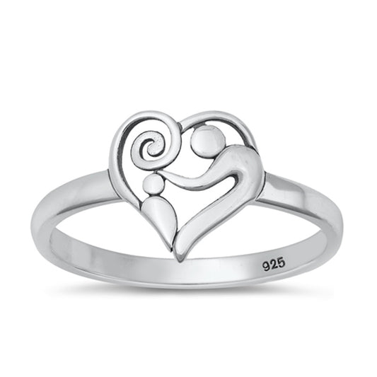 Swirl Heart Parent's Love Ring in Sterling Silver