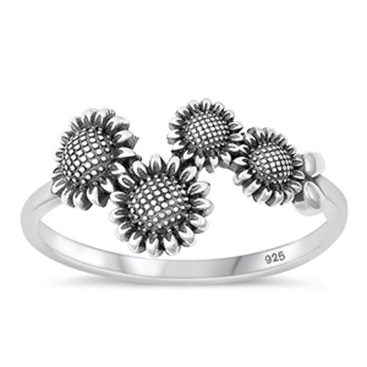 Scattered Sunflowers Ring in Sterling Silver