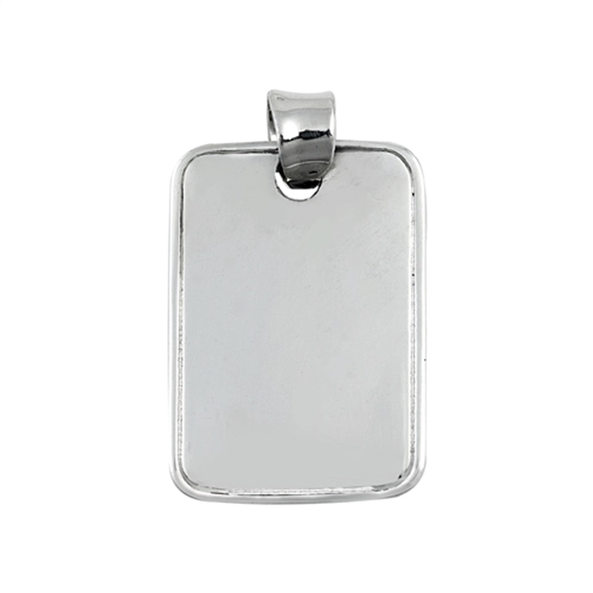 Plain Rectangular Army Dog Pendant in Sterling Silver