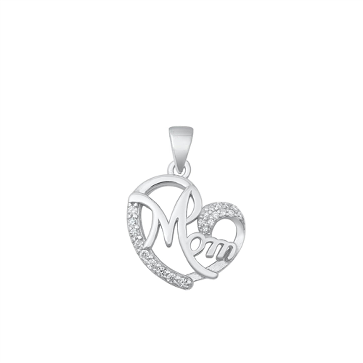 Mom's Embrace Heart Pendant in Sterling Silver