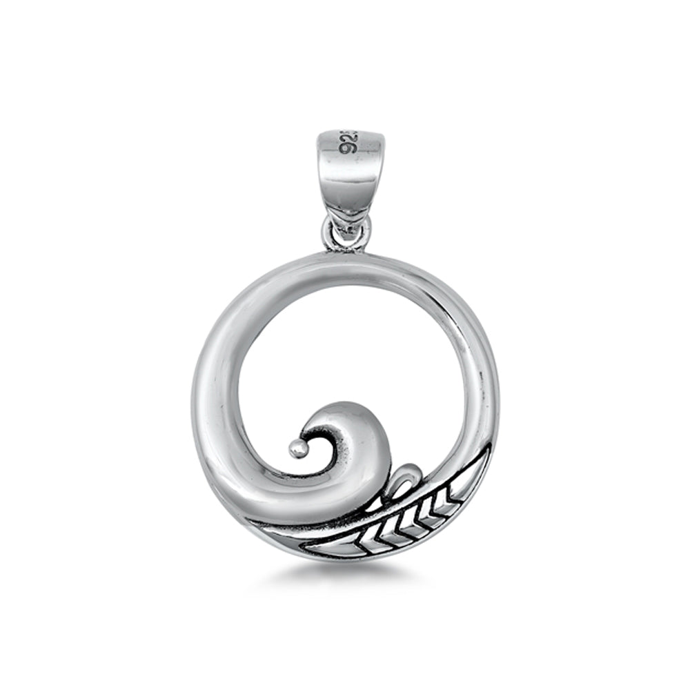 Waves Circle Pendant in Sterling Silver