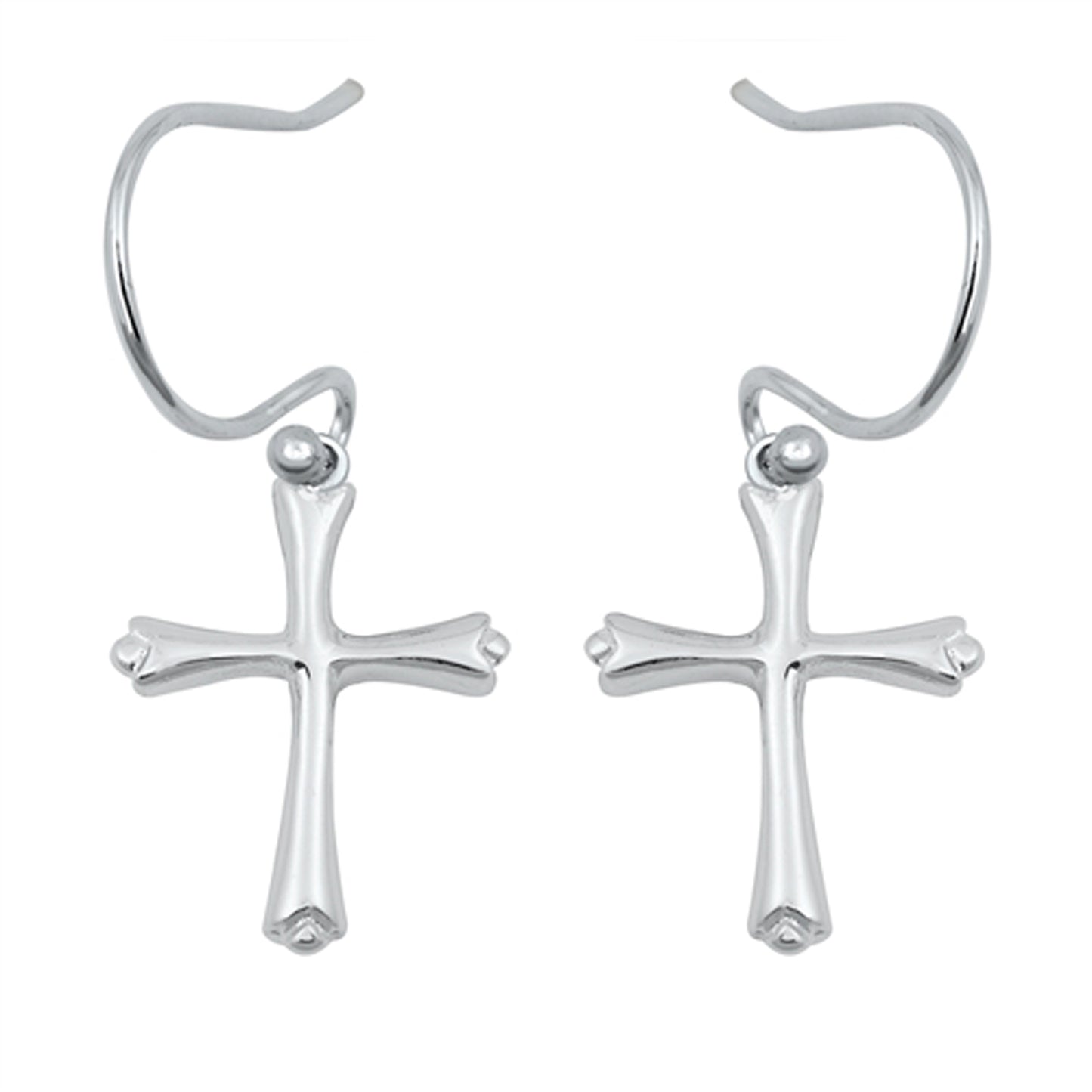 Medieval Cross Dangle Earrings in Sterling Silver