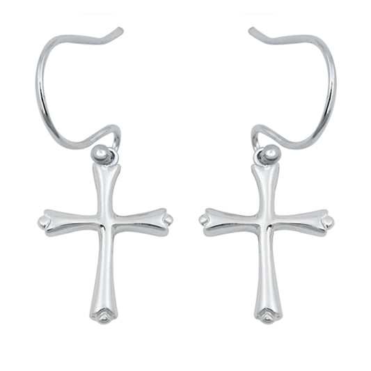 Medieval Cross Dangle Earrings in Sterling Silver