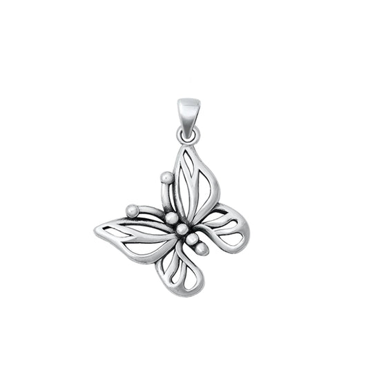 Summer Butterfly Whimsical Pendant in Sterling Silver