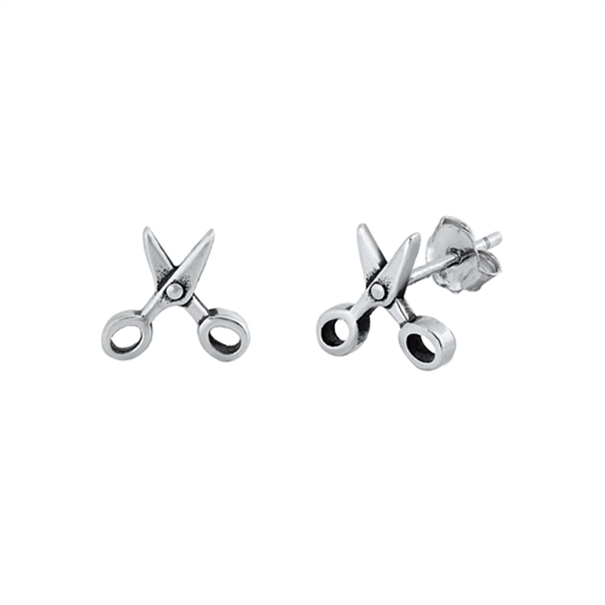 Small Scissors Stud Earrings in Sterling Silver