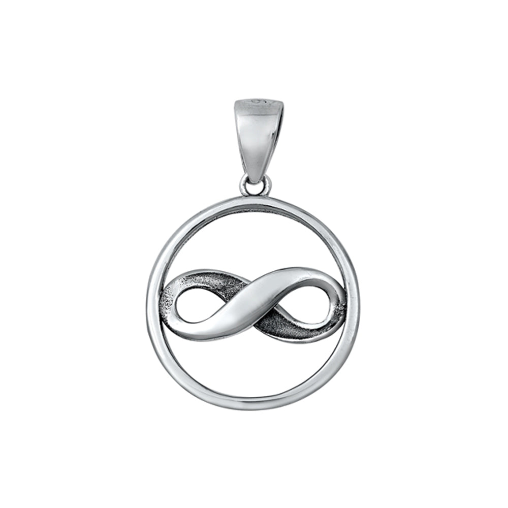 Infinity Knot in a Circle Pendant in Sterling Silver