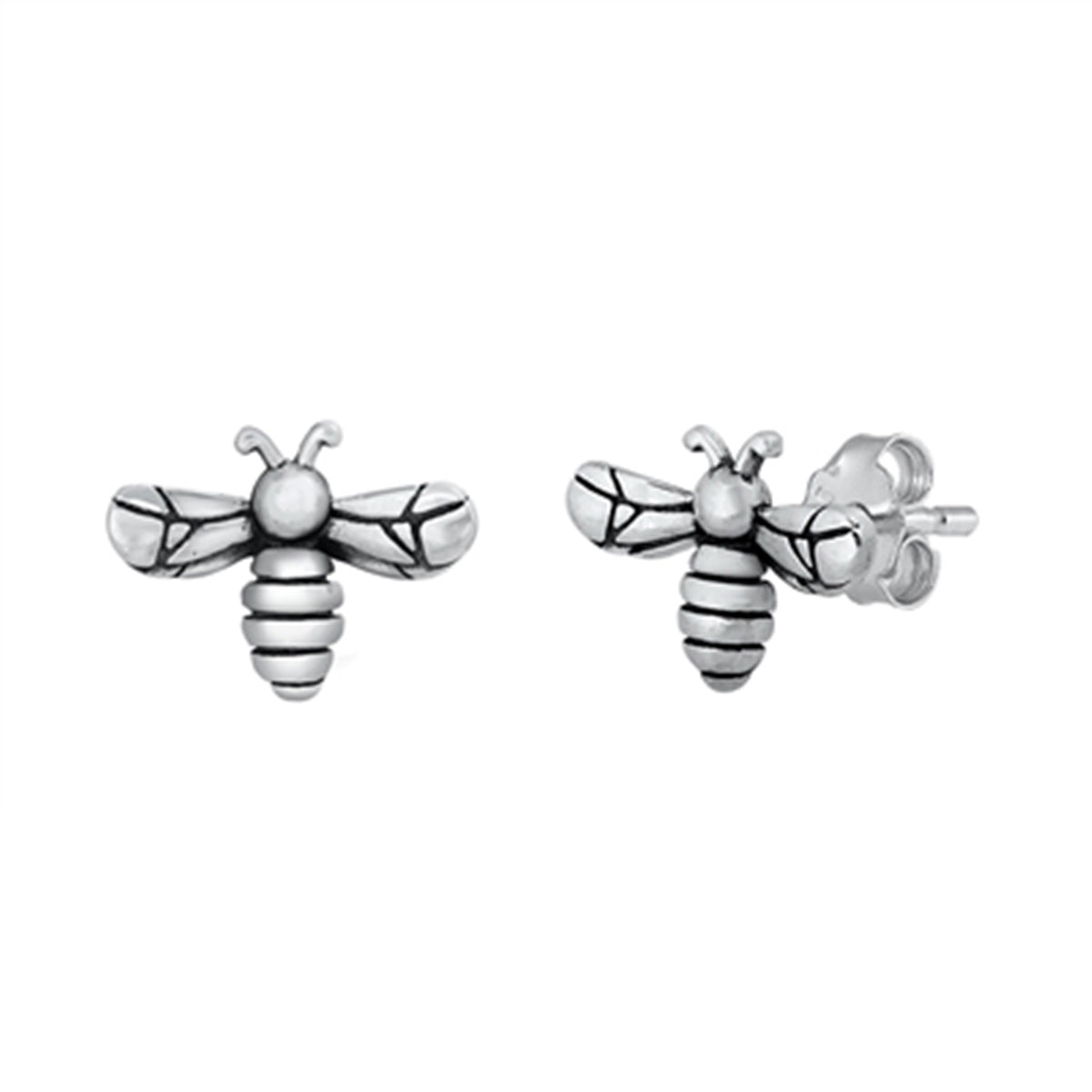 Small Bumblebee Stud Earrings in Sterling Silver