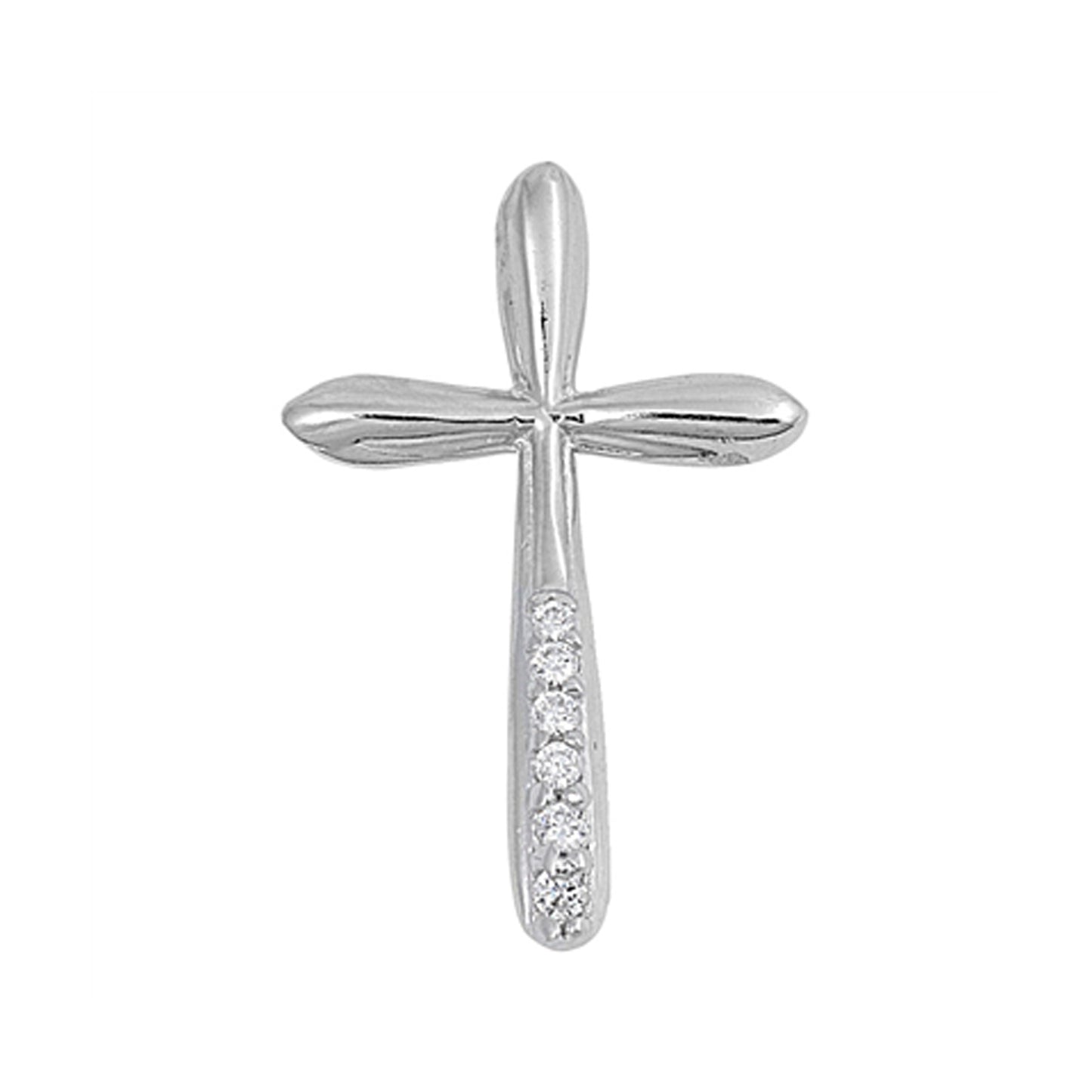 Cubic Zirconia 'The Way' Cross Pendant in Sterling Silver