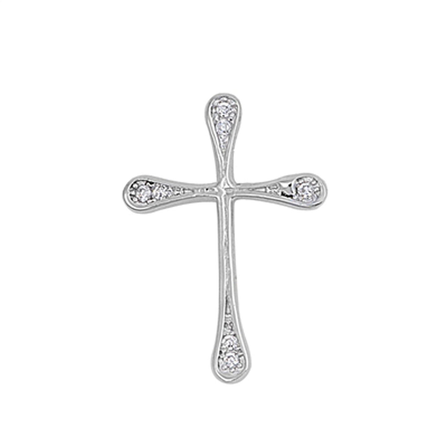 Religious Cross Cubic Zirconia Pendant in Sterling Silver