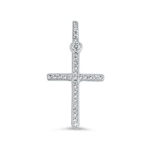 Fleur De Lis Blooming Cross Pendant in Sterling Silver