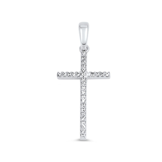 Cubic Zirconia Accent Cross Pendant in Sterling Silver