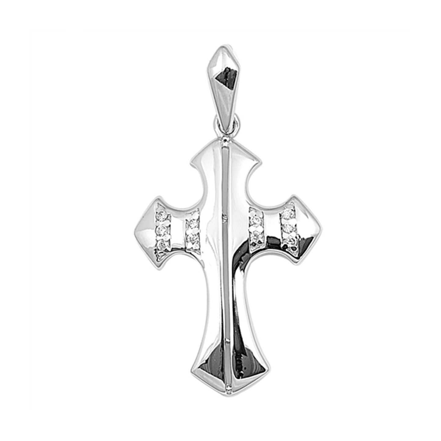 Medieval Cross Pendant Cubic Zirconia Accent in Sterling Silver