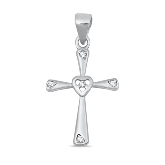 Radiant Cross Cubic Zirconia Accent Pendant in Sterling Silver