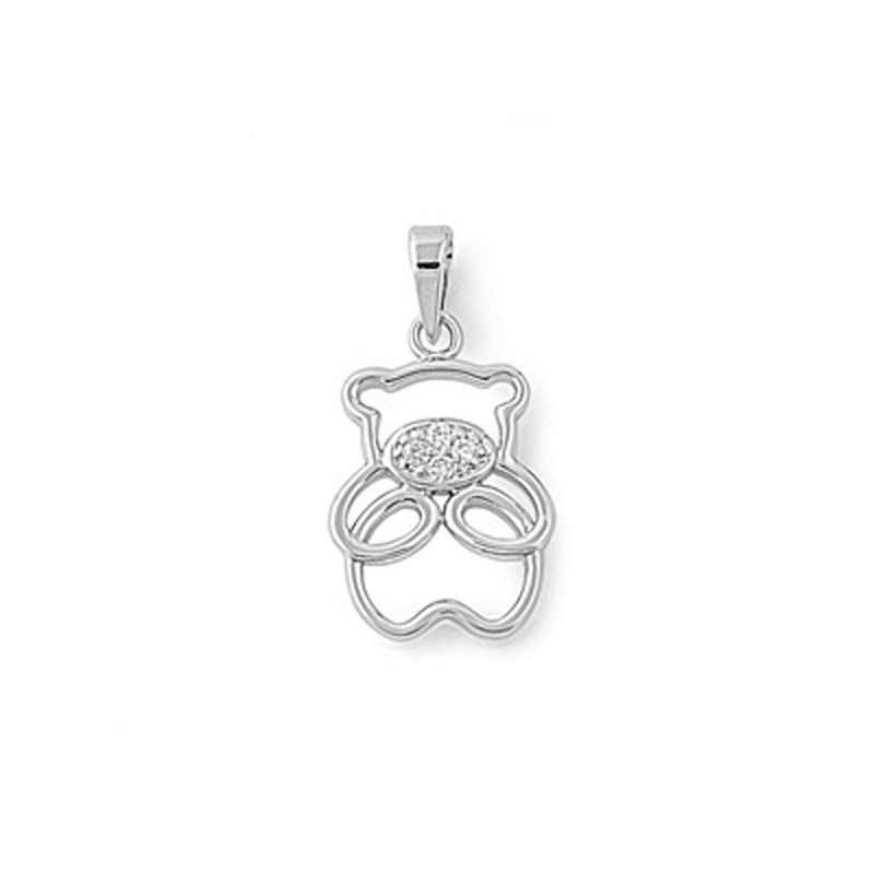 Guardian Angel Cubic Zirconia Charm Pendant in Sterling Silver