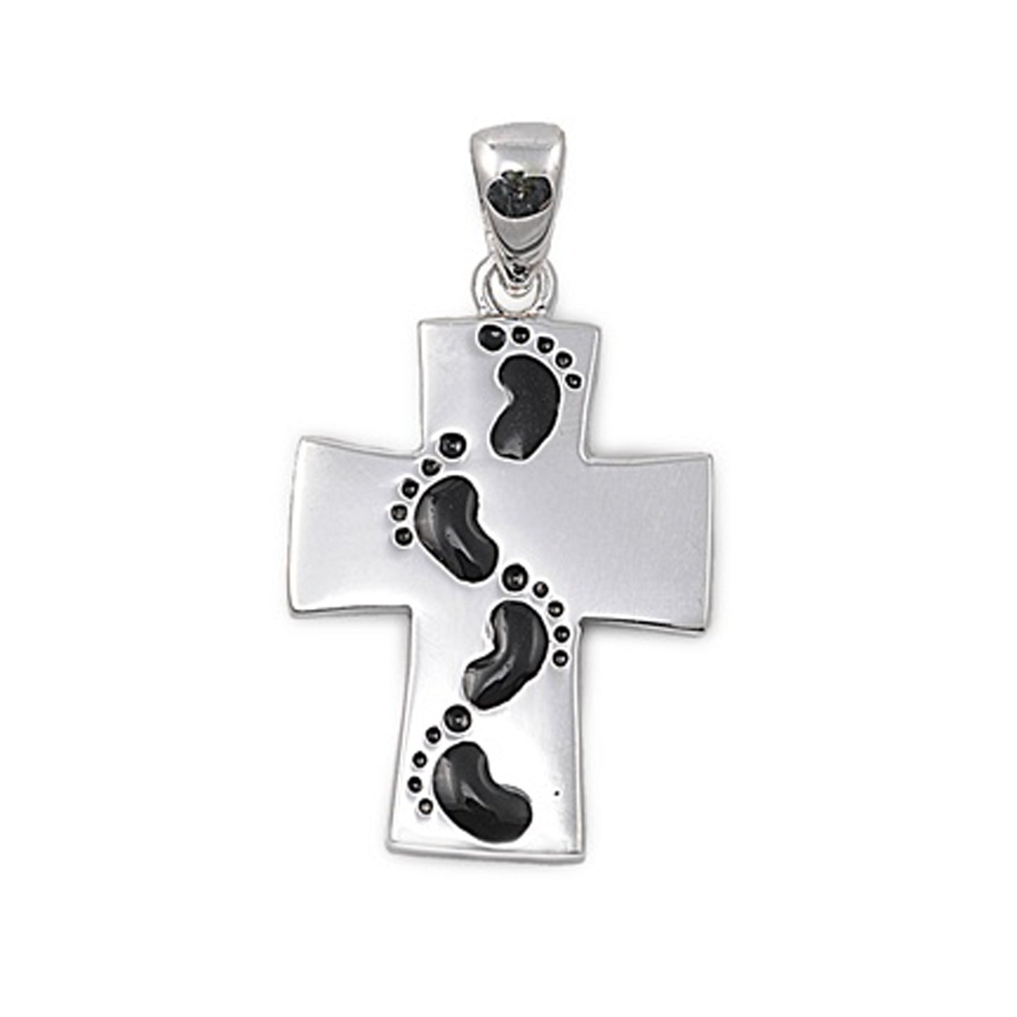 Footsteps in the Sand Cross Pendant in Sterling Silver