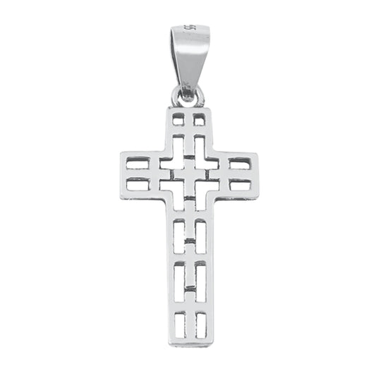 Men's Cut Out Flat Cross Pendant in Sterling Silver