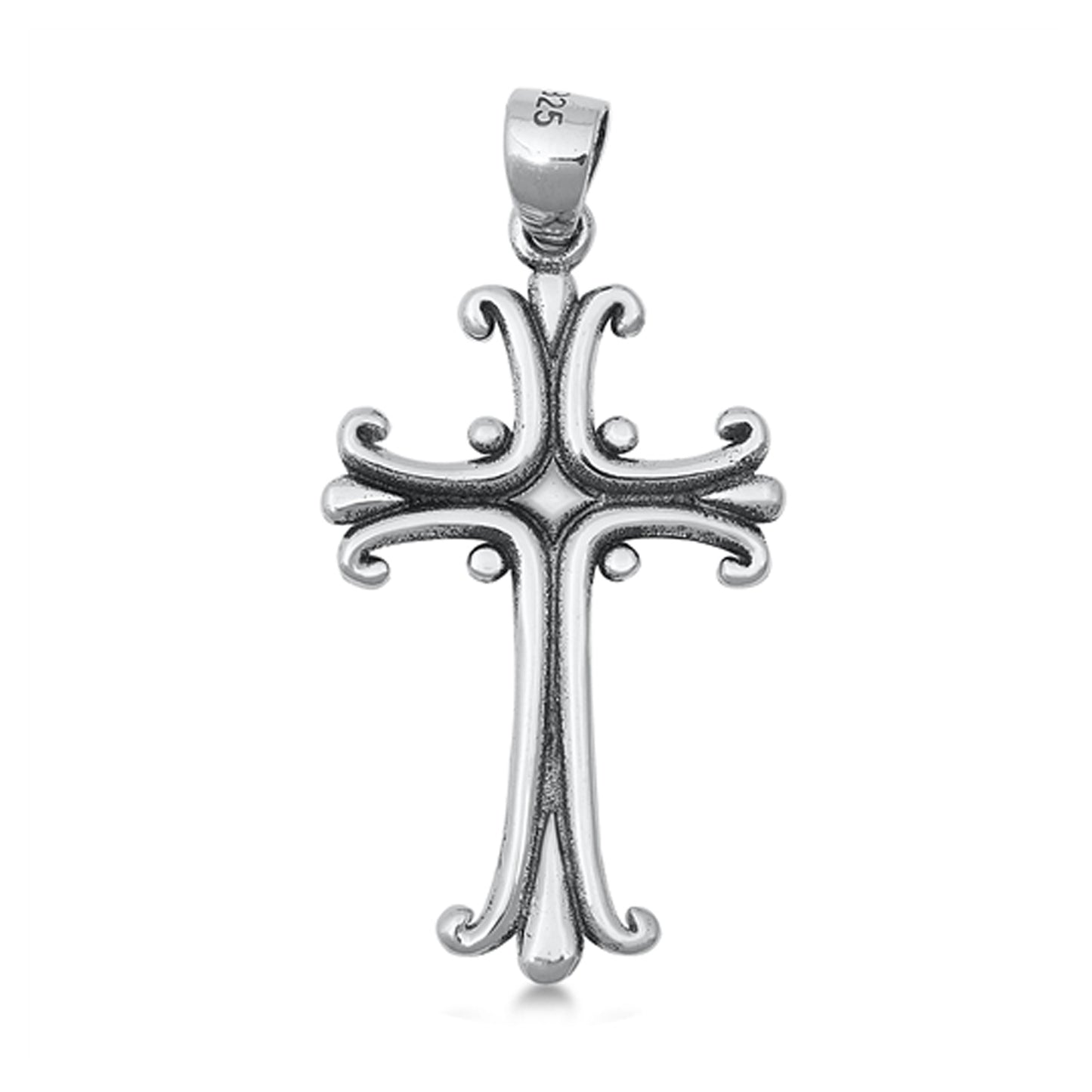 Royal Fleur De Lis Cross Pendant in Sterling Silver