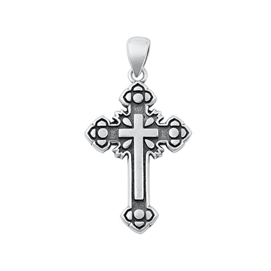 Antique Traditional Cross Pendant in Sterling Silver