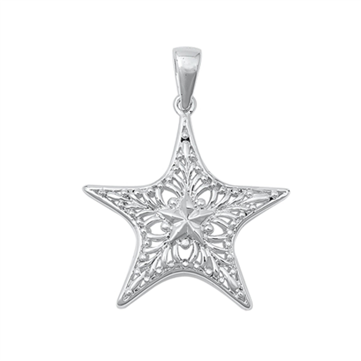 Latticework Star Pendant in Sterling Silver