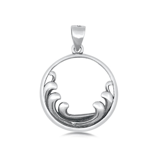 Waves in a Circle Pendant in Sterling Silver