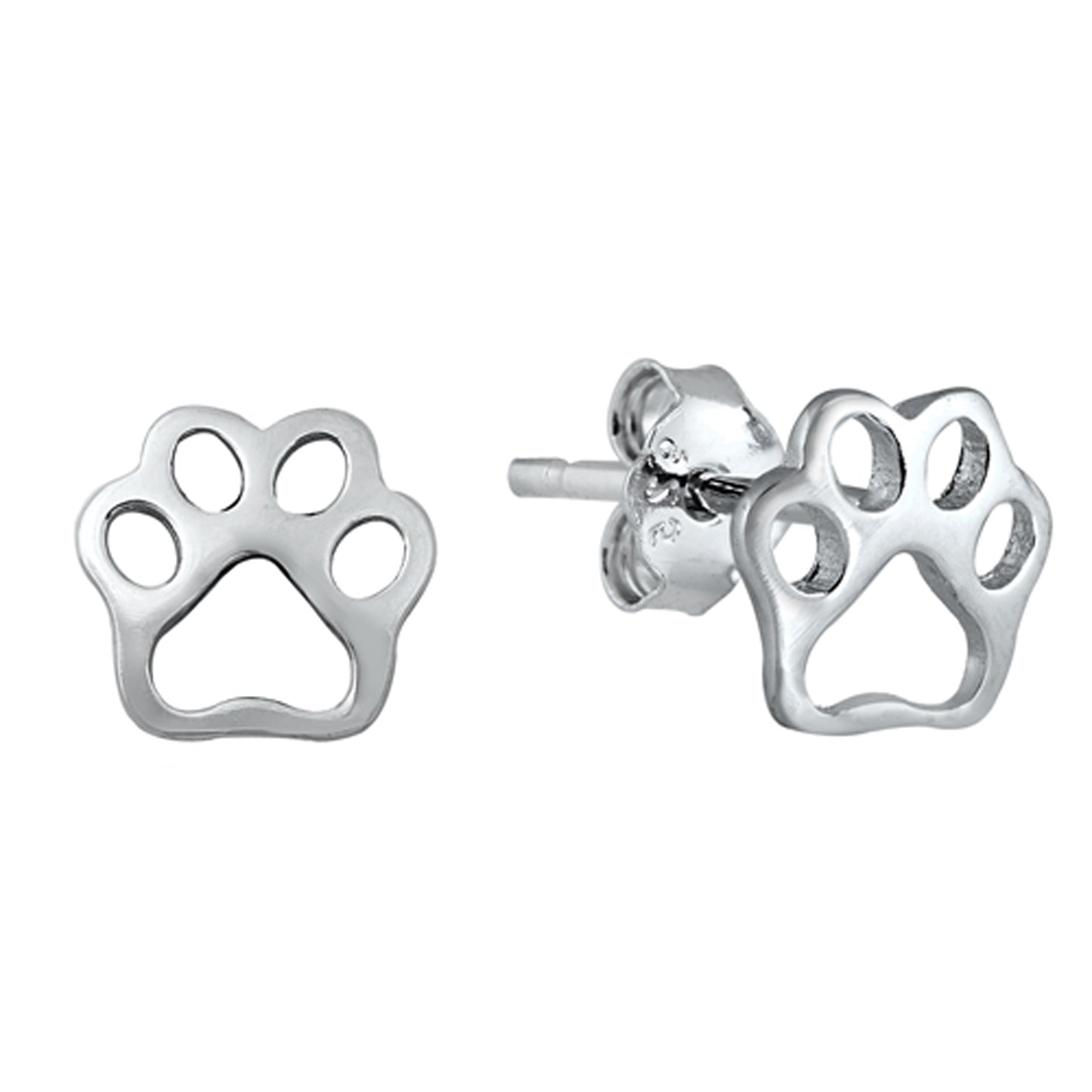 Bear Cub's Paw Print Stud Earrings in Sterling Silver