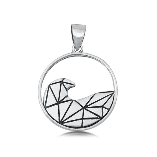 Origami in a Circle Pendant in Sterling Silver