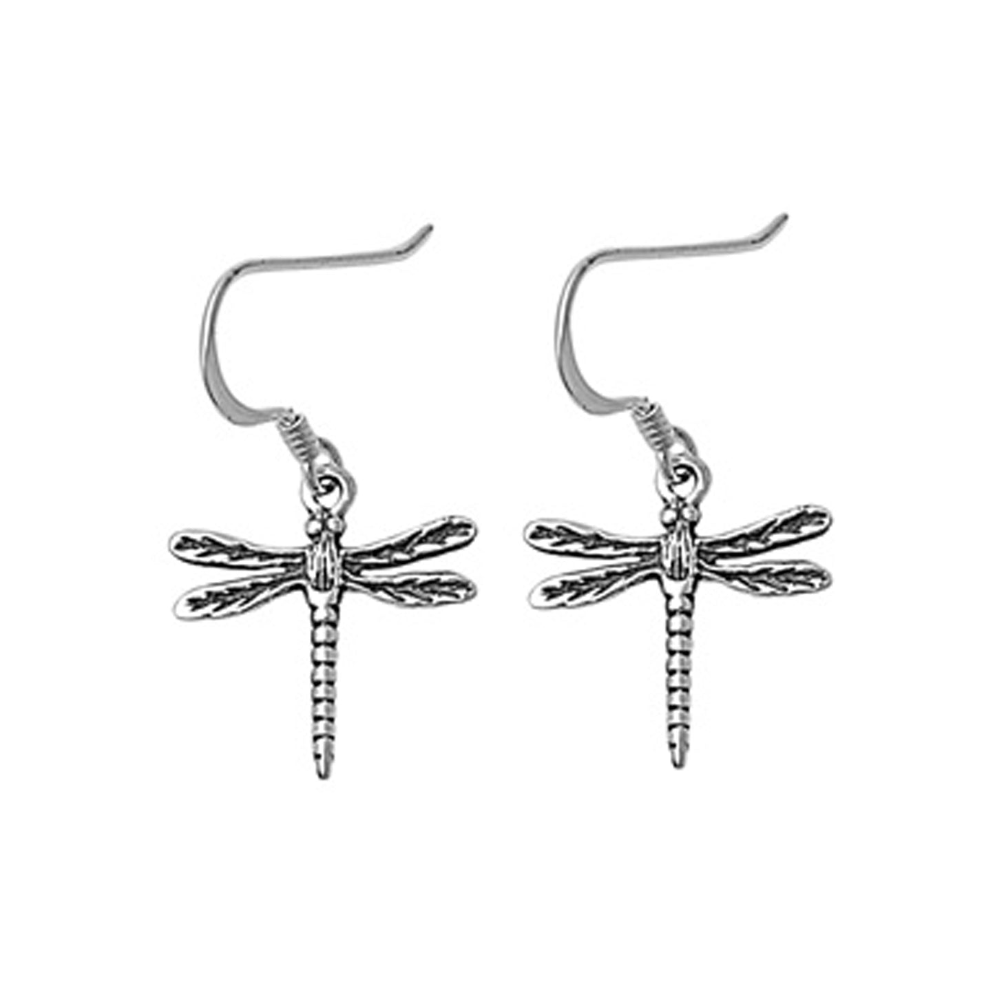 Dragonfly Dangle Earrings Antique Finish Sterling Silver