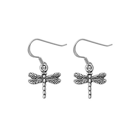 Whimsical Dragonfly Dangle Earrings Sterling Silver