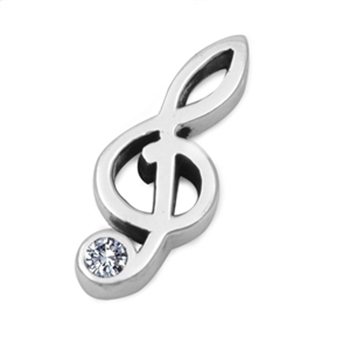 Flat G-Clef Music Lover Pendant in Sterling Silver