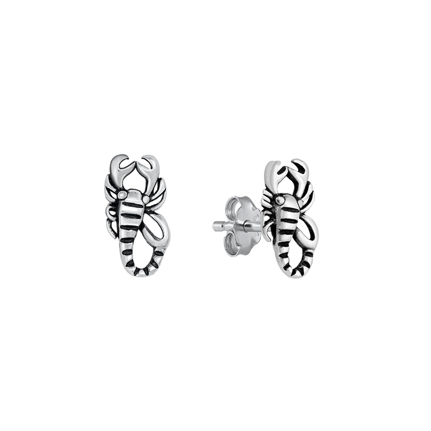 Small Scorpion Stud Earrings in Sterling Silver