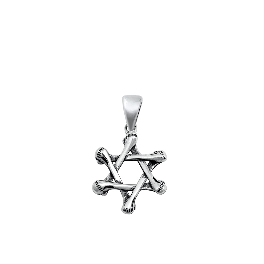 Star of David Pendant Antique Finish in Sterling Silver