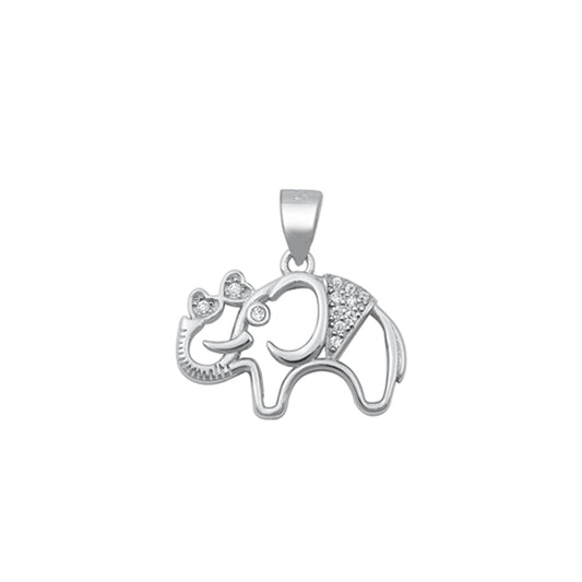 Elephant with Tiny Hearts Pendant in Sterling Silver