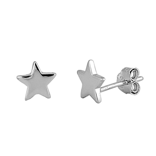 Small Plain Star Stud Earrings in Sterling Silver