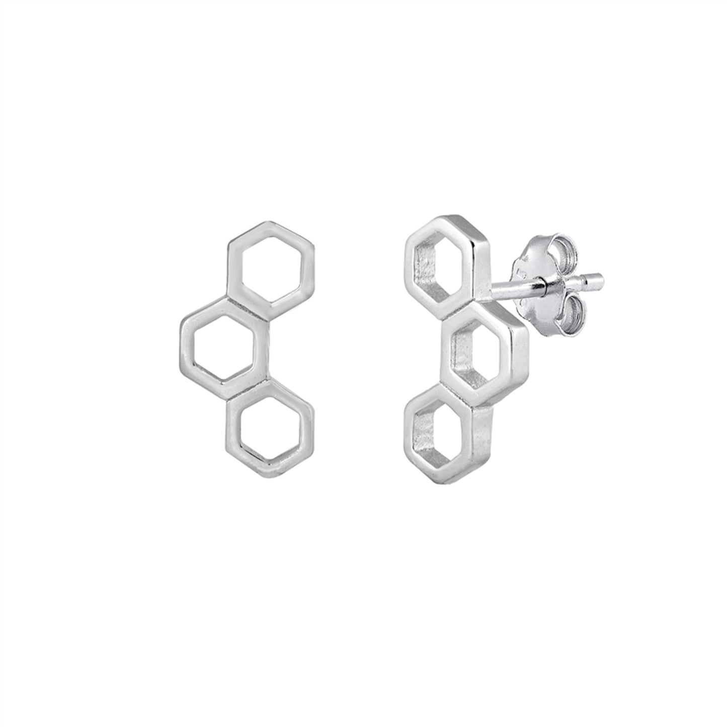 Molecules Stud Earrings in Sterling Silver