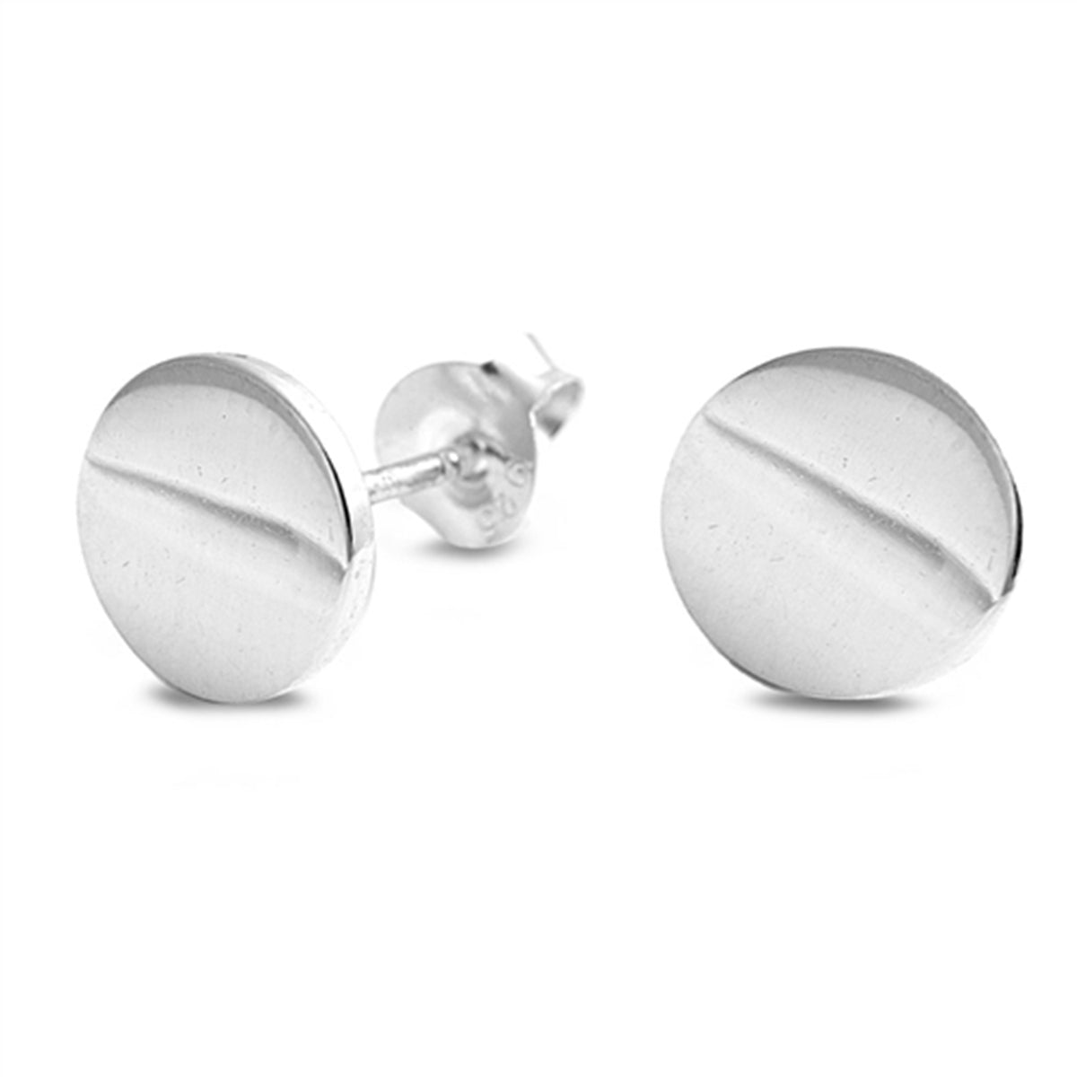 Modern Style Small Round Stud Earrings in Sterling Silver