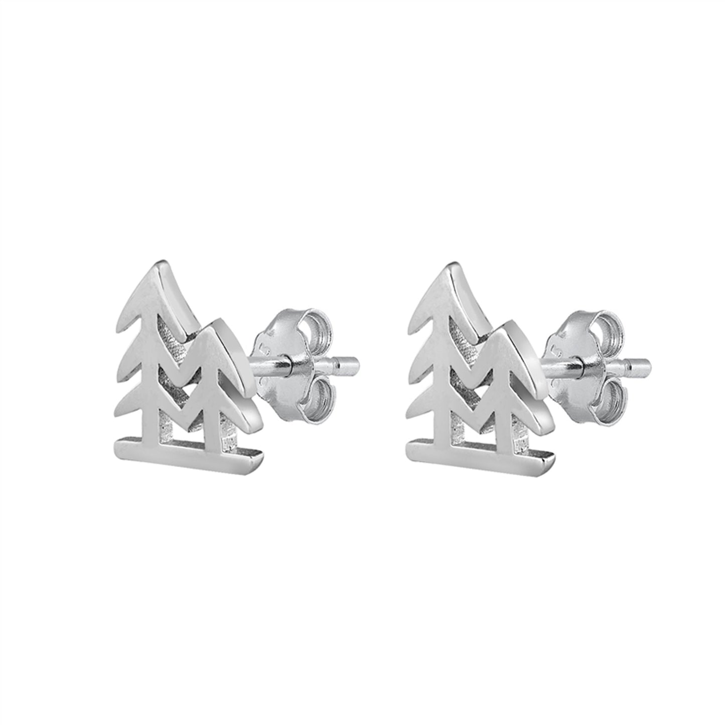 Pine Trees Stud Earrings in Sterling Silver