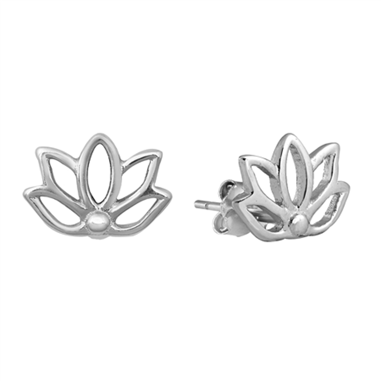 Openwork Lotus Flower Stud Earrings in Sterling Silver