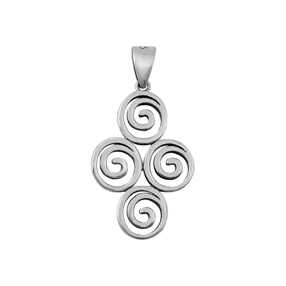 Spiral Design Cross Pendant in Sterling Silver