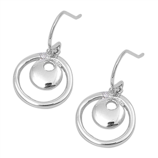 Geometrical Circles Dangle Earrings in Sterling Silver