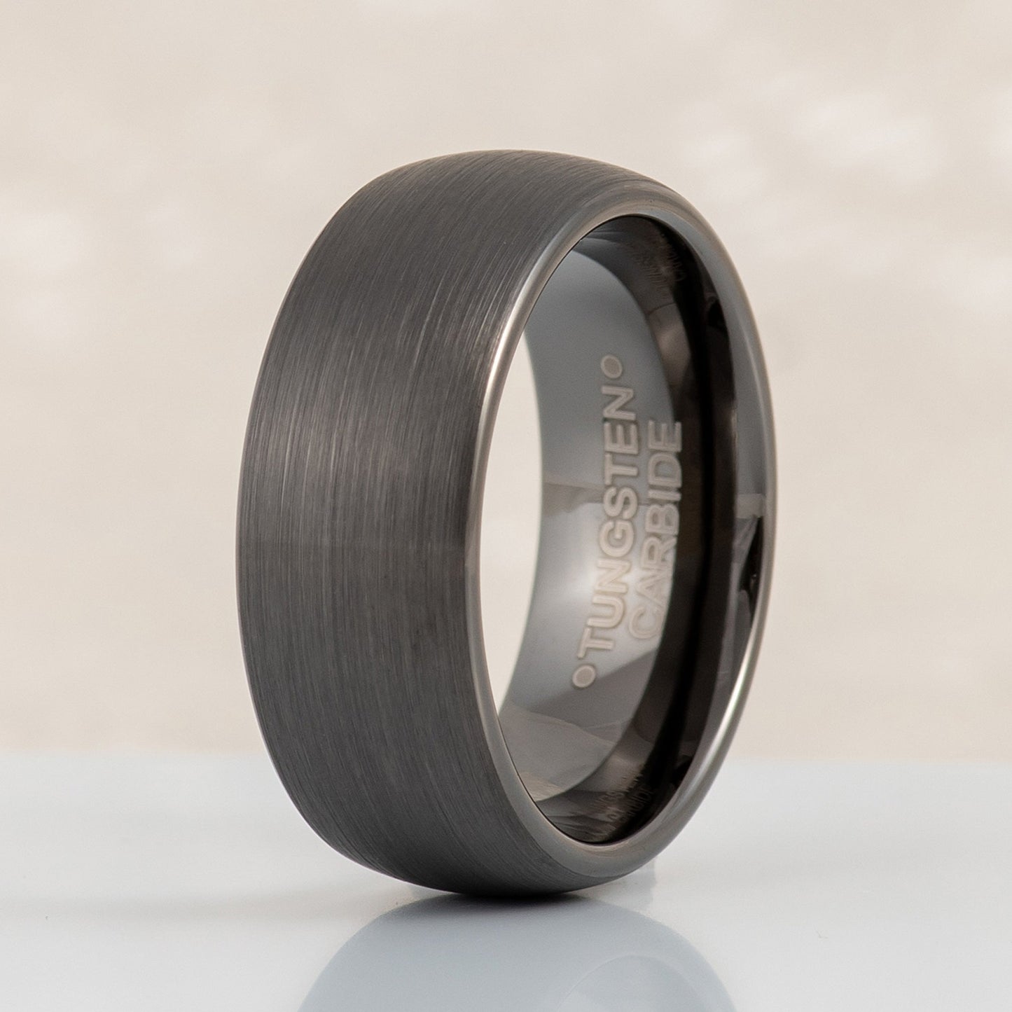 Gun Metal Dome Comfort Fit Tungsten Ring