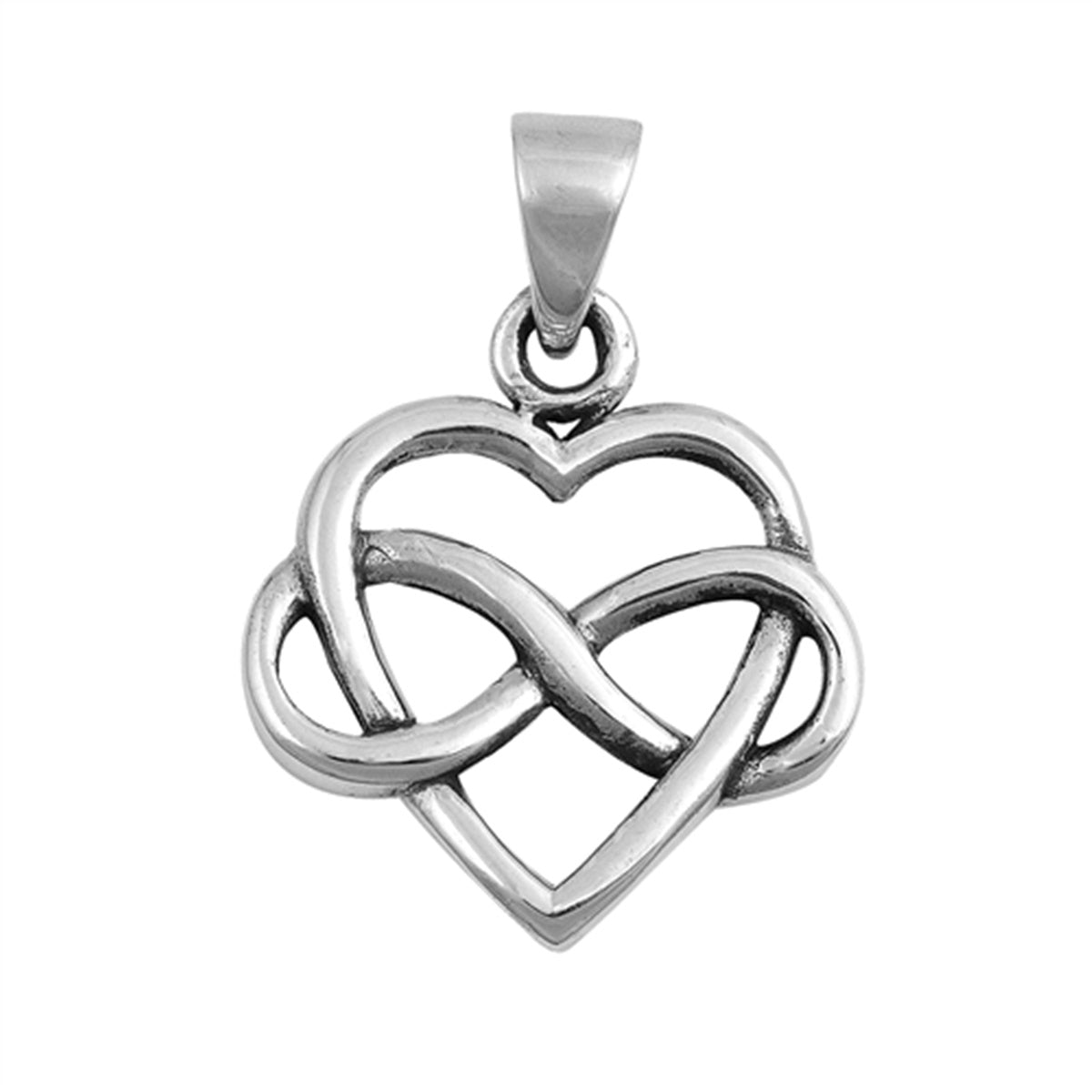 Infinity Knot Heart Pendant in Sterling Silver