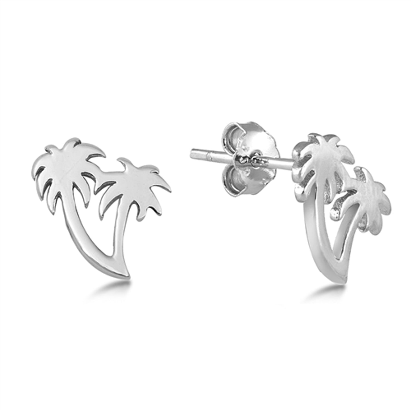 Coconut Trees Stud Earrings in Sterling Silver