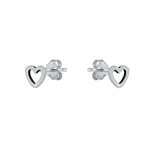 Open Heart Stud Earrings in Sterling Silver