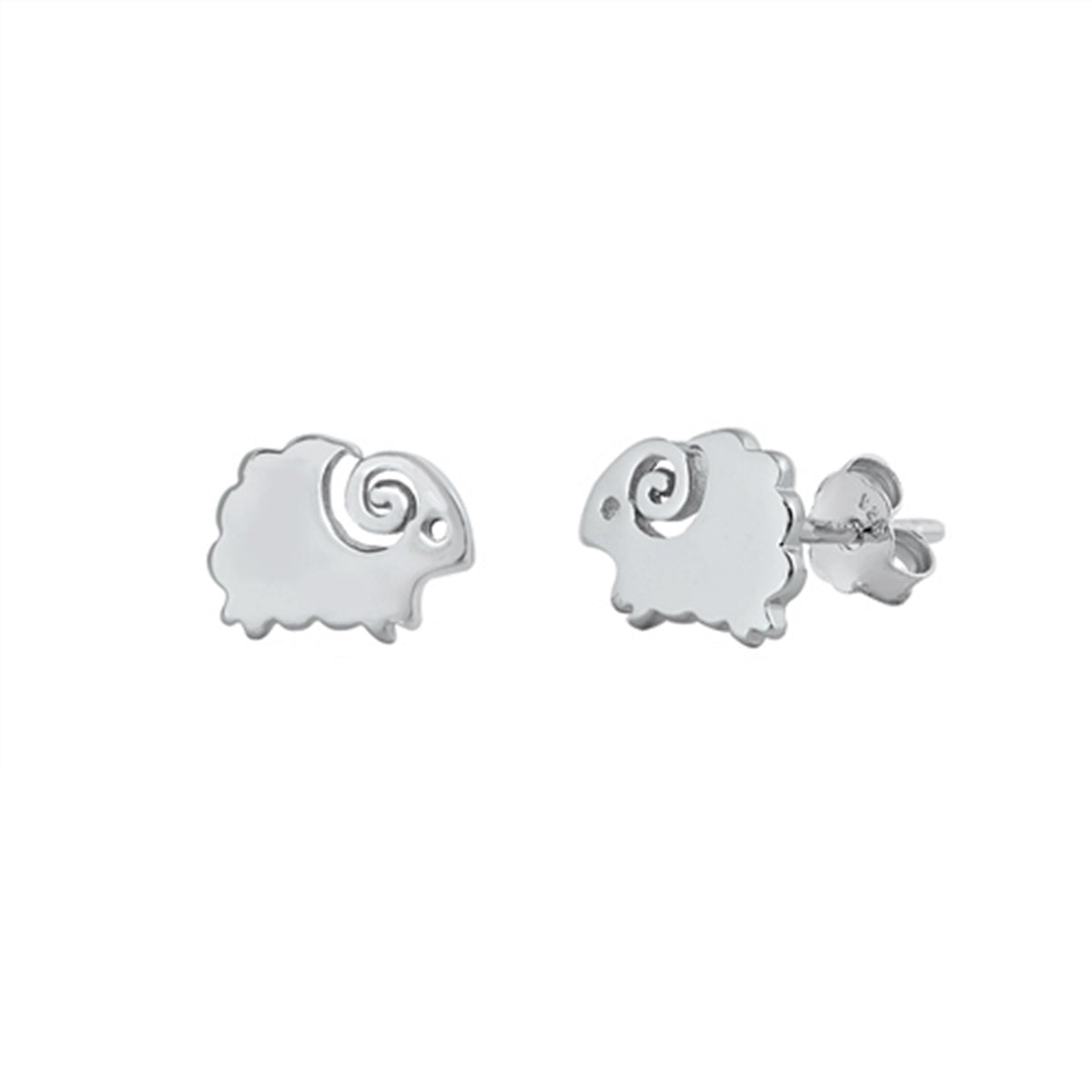 Sheep Stud Earrings in Sterling Silver